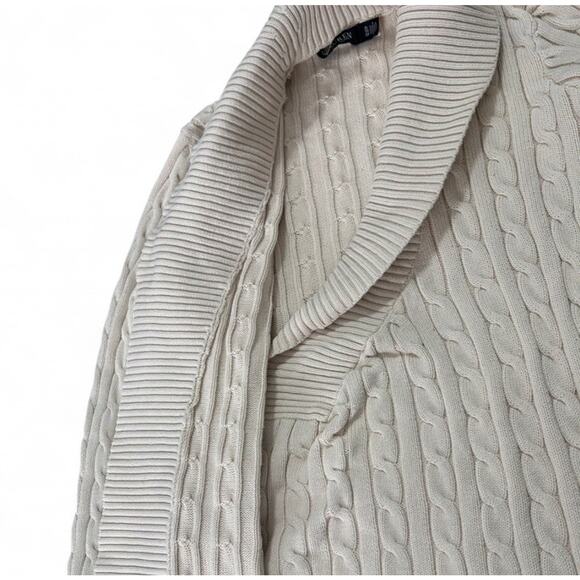 Ralph Lauren Women’s Ivory Cable Knit Shawl Collar Cream Cardigan Sweater XL - Picture 3 of 6